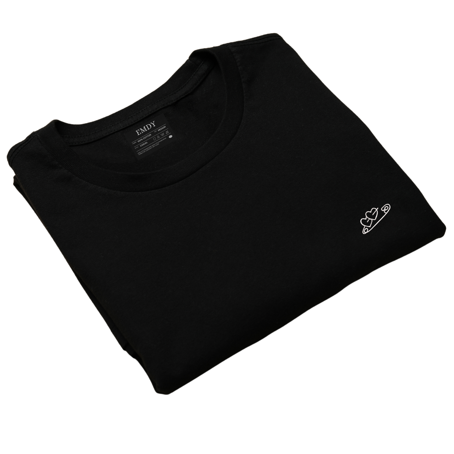 Safety Pin Hearts Embroidred Unisex Tshirt