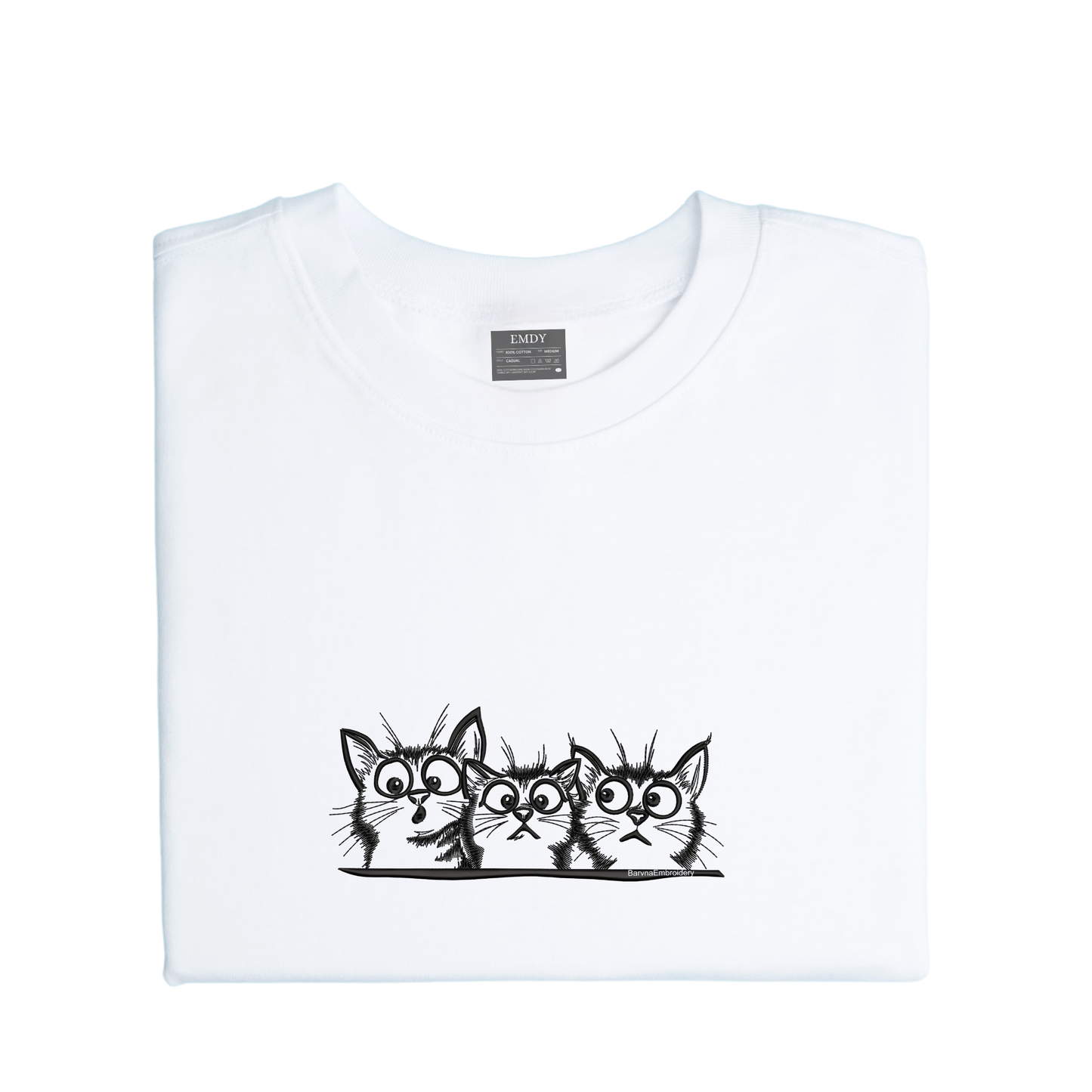 Three Cats Embroidred Unisex Tshirt
