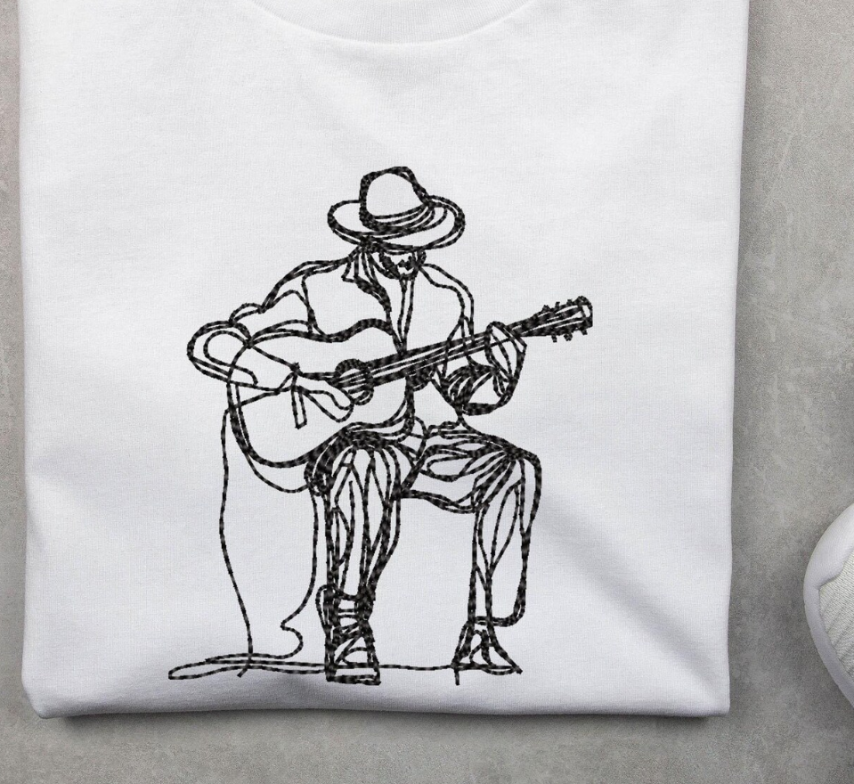 Guitarist Embroidred Unisex Tshirt