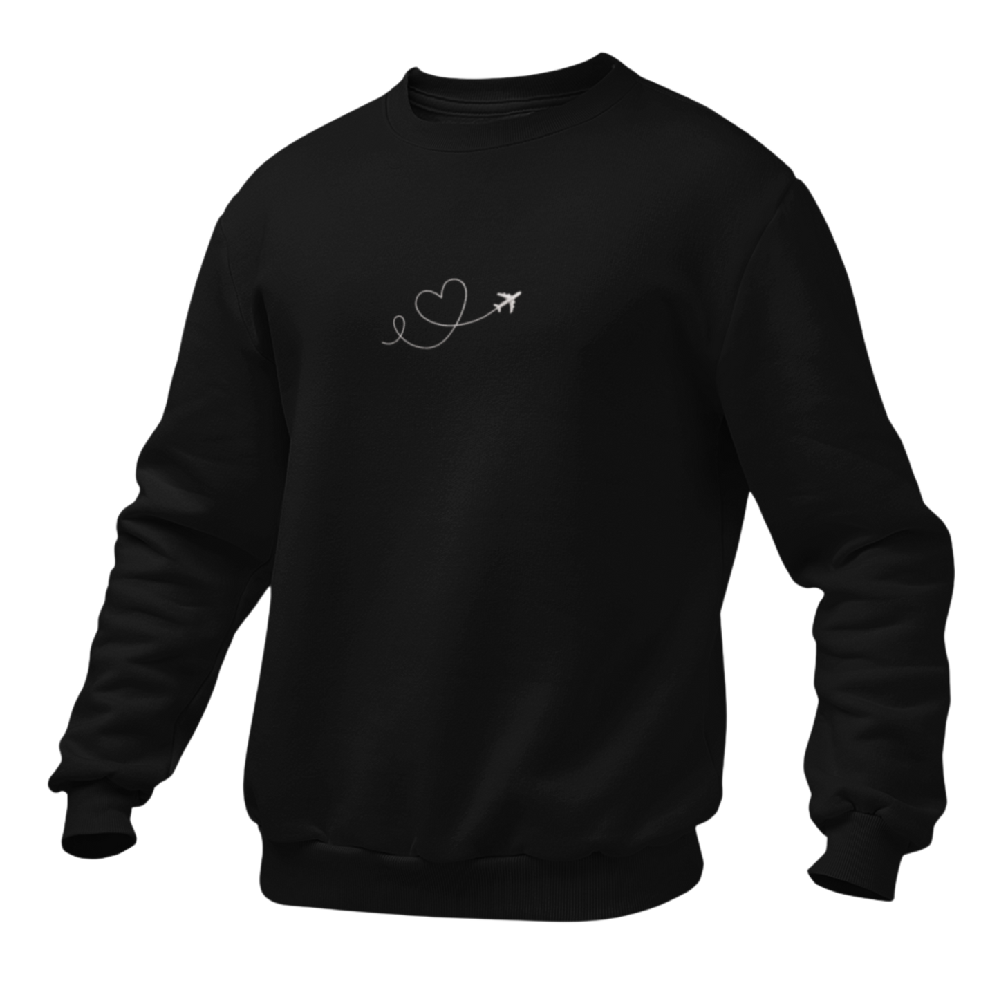 Plane Heart Embroidred Unisex Sweatshirt