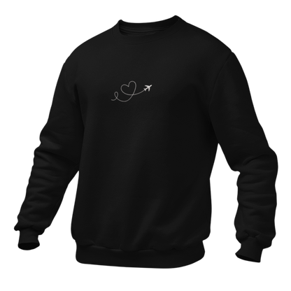 Plane Heart Embroidred Unisex Sweatshirt