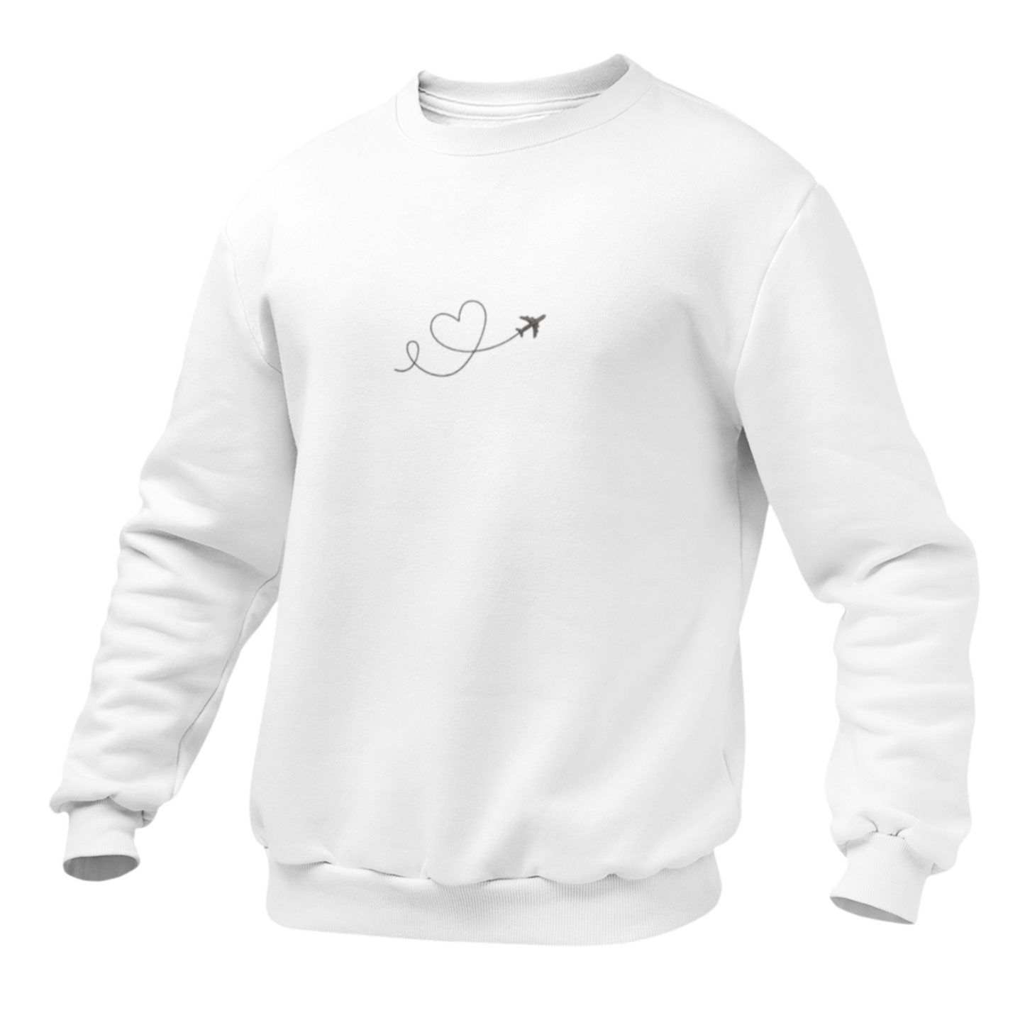 Plane Heart Embroidred Unisex Sweatshirt