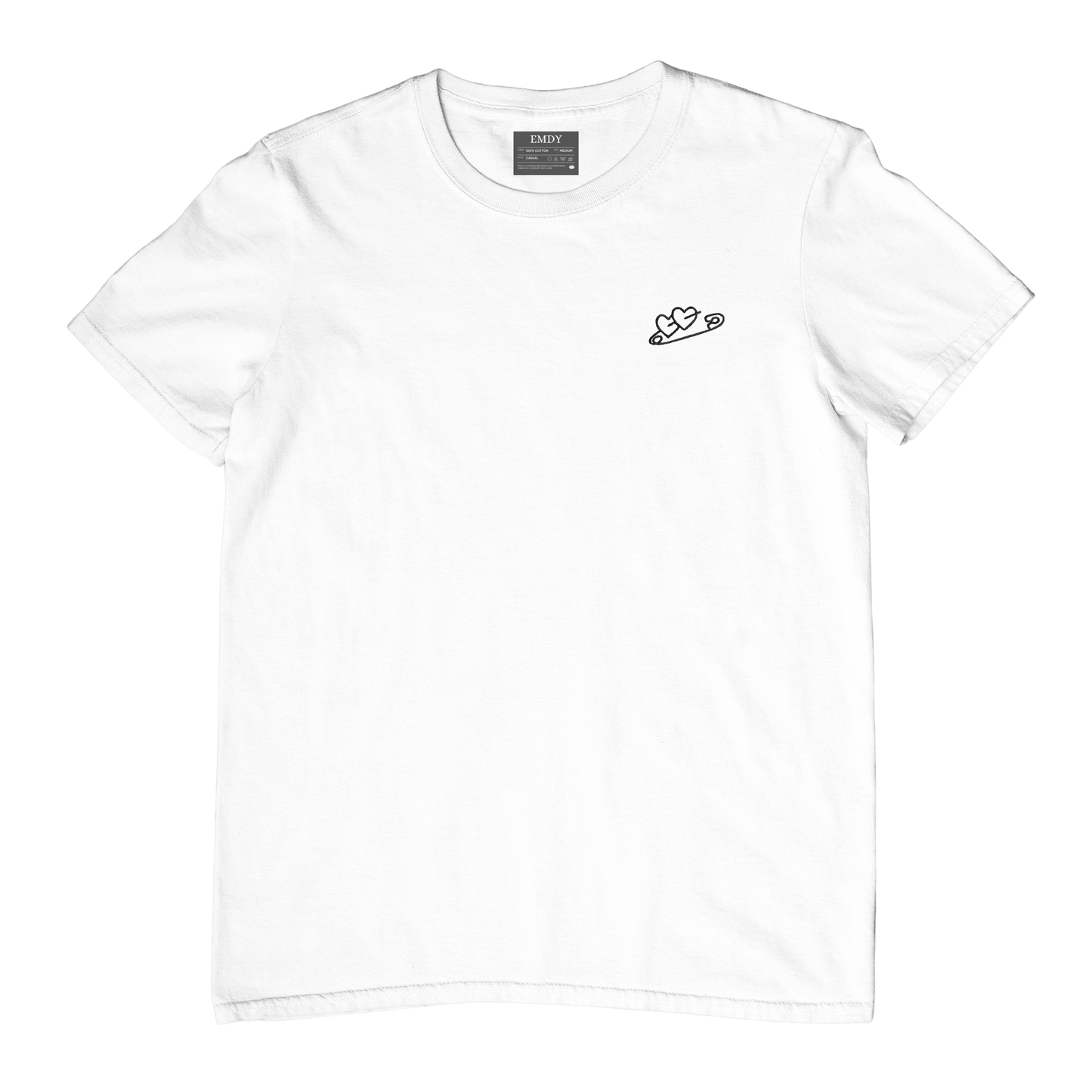 Safety Pin Hearts Embroidred Unisex Tshirt