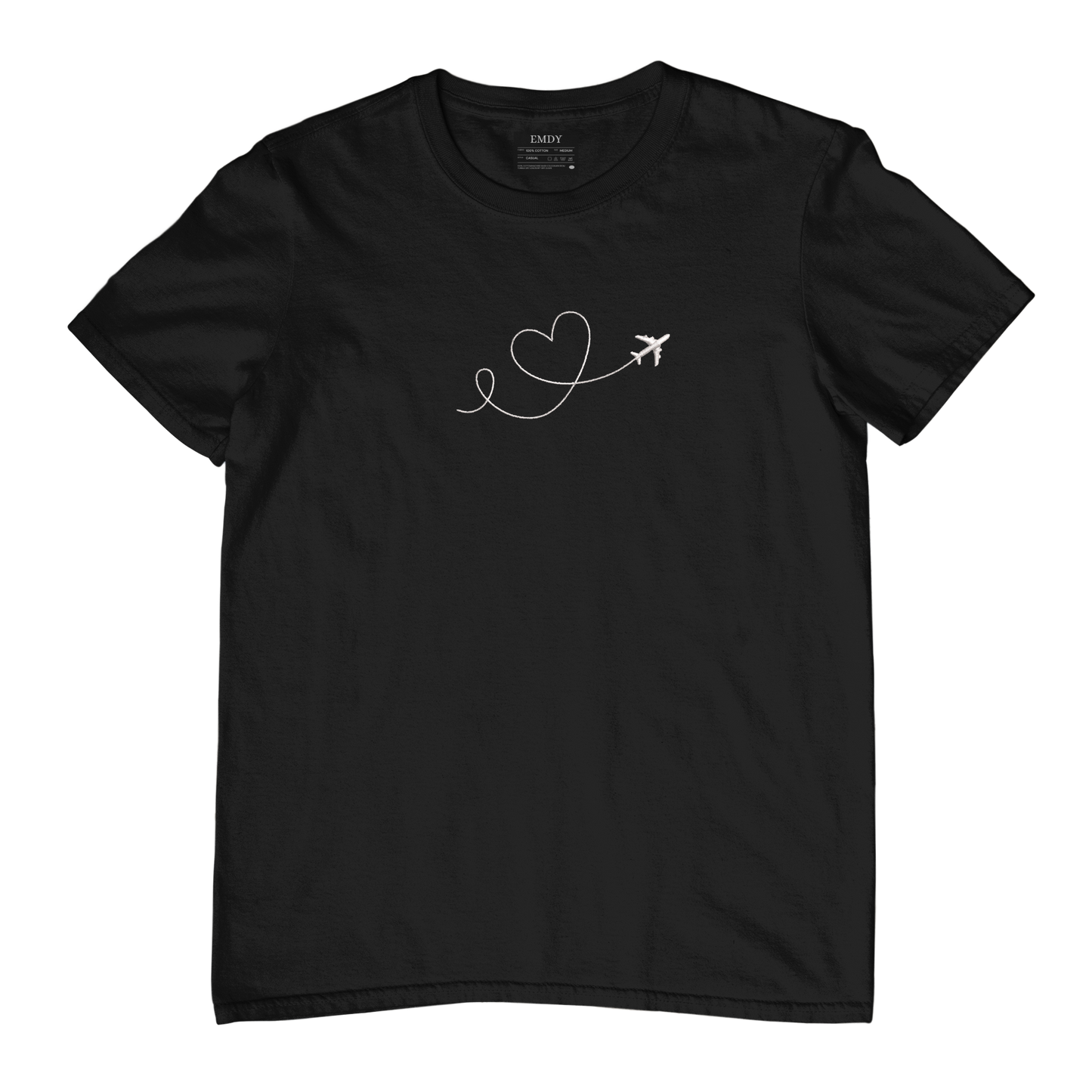 Plane Heart Embroidred Unisex Tshirt