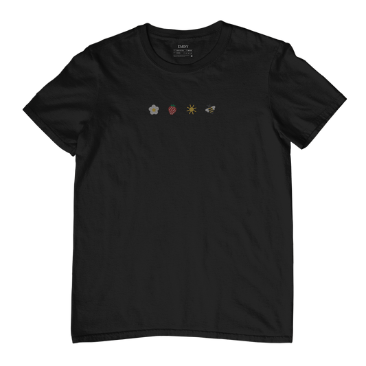 Flower Sun Bee Embroidred Unisex Tshirt