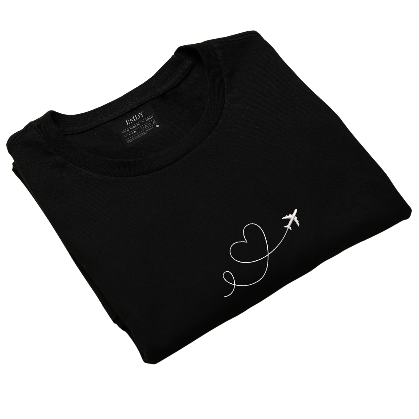 Plane Heart Embroidred Unisex Tshirt