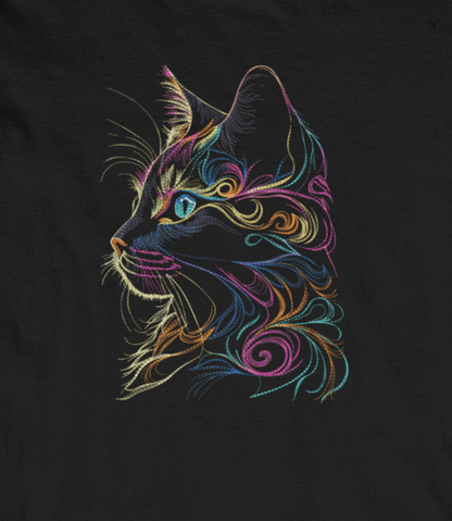 Cute Cat Face Embroidred Unisex Tshirt